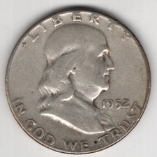 1952 P FRANKLIN HALF DOLLAR 90% SILVER 50¢ PHILADELPHIA UNITED STATES OF AMERICA