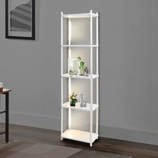 5 Tier Corner Shelf with LED Light, 57.7" Tall Corner Stand Shelves Modern Ho...