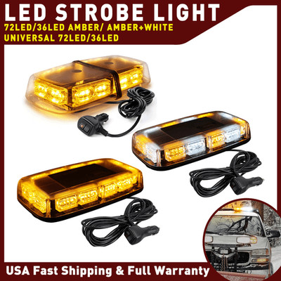 Hewworth Rooftop Strobe Flashing Light Bar Heavy-duty Magnetic Mount Emergency