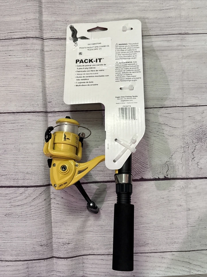 Eagle Claw Pack-It 5'6" caña de pescar giratoria telescópica y carrete NUEVO Foto 4 de 4