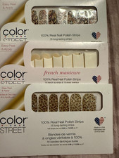 Color Street Nail Polish Strips Lot 3 Safari Chic/Oops-A-Paisley Glitter/french