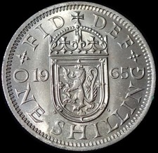 UK One Shilling 1965 Elizabeth II Scottish Coin WCA C43