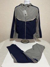 Clovu Tracksuit Set Size S Grey Navy Hooded Jacket & Pants BNWT MNT