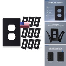 ELEGRP 1-Gang Screwless Duplex Wall Plates 10 Pack Matte Black