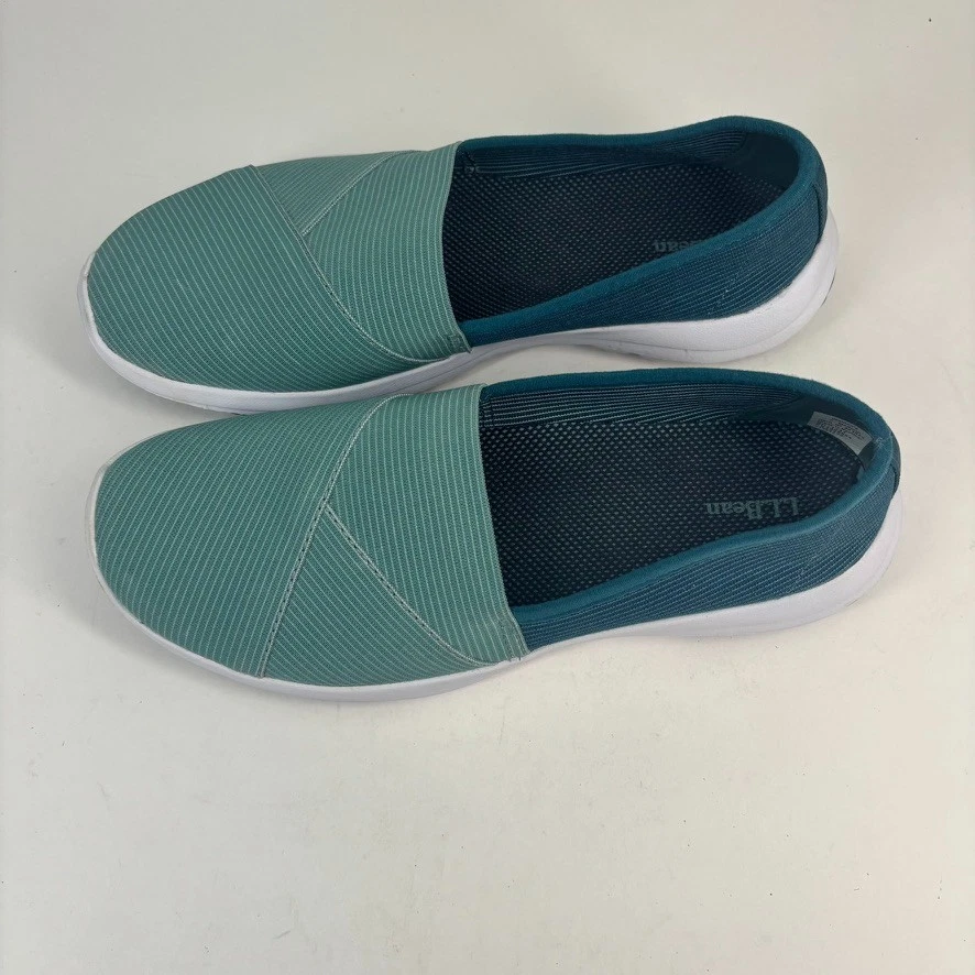 Zapatos informales para caminar L.L.Bean Back Cove para mujer EE. UU. 7M tejido azul/verde azulado sin cordones Foto 4 de 4