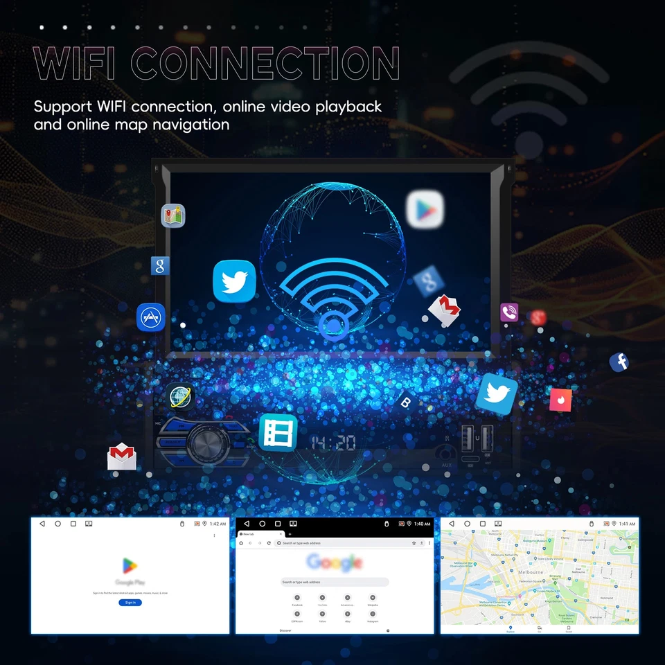 7 Zoll 1-DIN Autoradio Android Auto CarPlay 4G 64GB RAM 4GB - Bild 4 von 4