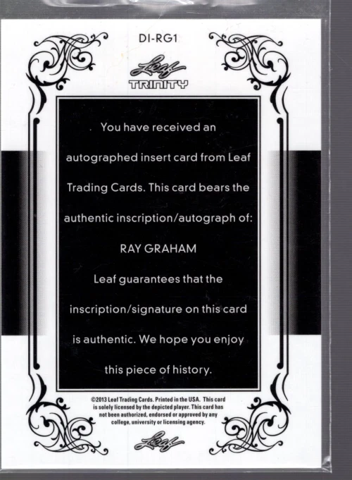 B7702- 2013 Leaf Trinity Inscriptions Bronze #DIRG1 Ray Graham Auto /60 - NM-MT - Image 2 of 2