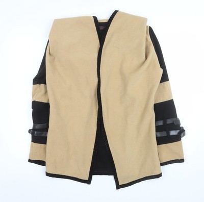 Absolutely Faith Damen Mantel beige schwarz mit Gürtel mittellang M
