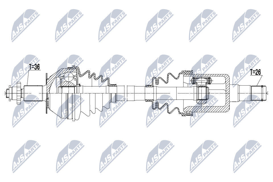 NTY NPW-VW-125 Drive Shaft for SEAT,SKODA,VW