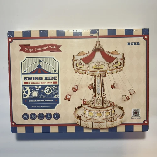 ROKR Swing Ride DIY Music Box 3D Wooden Puzzle Magic Amusement Park Ride
