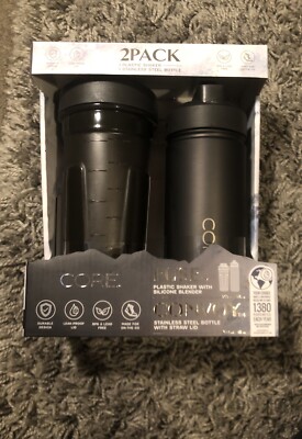Core Kitchen - Kunststoff Shaker und Edelstahlflasche (schwarz) *NEU*