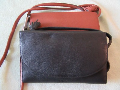 Fossil Sophia Leather Wallet/ Crossbody Black or Brown U Choose NWT Nice $98
