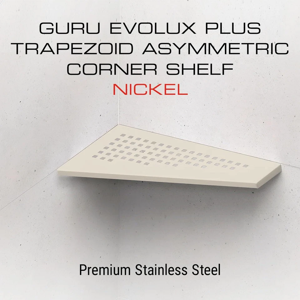 GURU USA Evolux Estante de Ducha Esquina de Acero Inoxidable Trapezoidal Asimétrico Níquel Foto 2 de 4