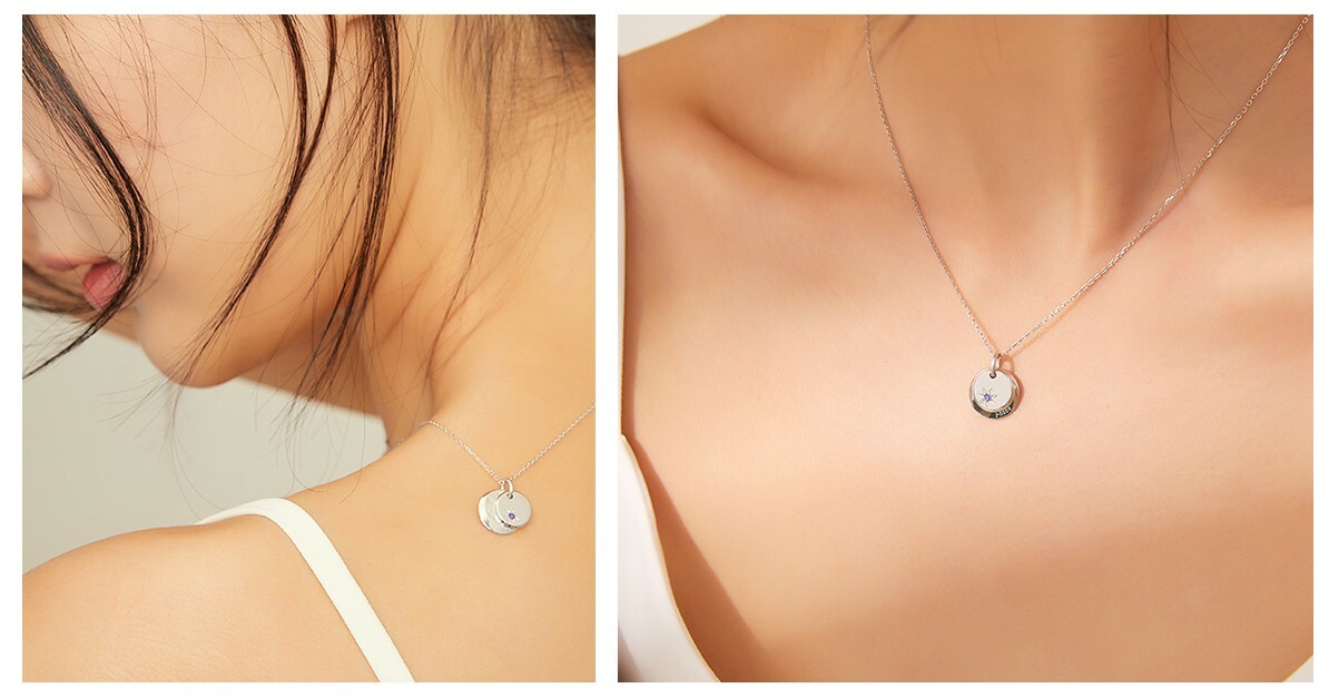 BTS STONEHENGE Silver Necklace White Gold Zircon