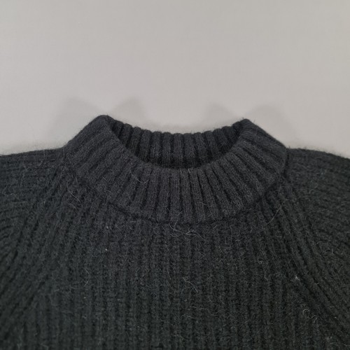 Hugo Boss Womens Jumper Black Small Alpaca Wool Chunky Knit Pullover Sottavie - Picture 2 of 9