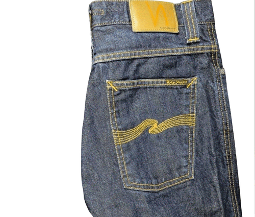 Nudie Slim Jim Mens Jeans Blue 31/27 Organic Cotton Dry Boken Twill Italy Slim - Bild 1 von 11