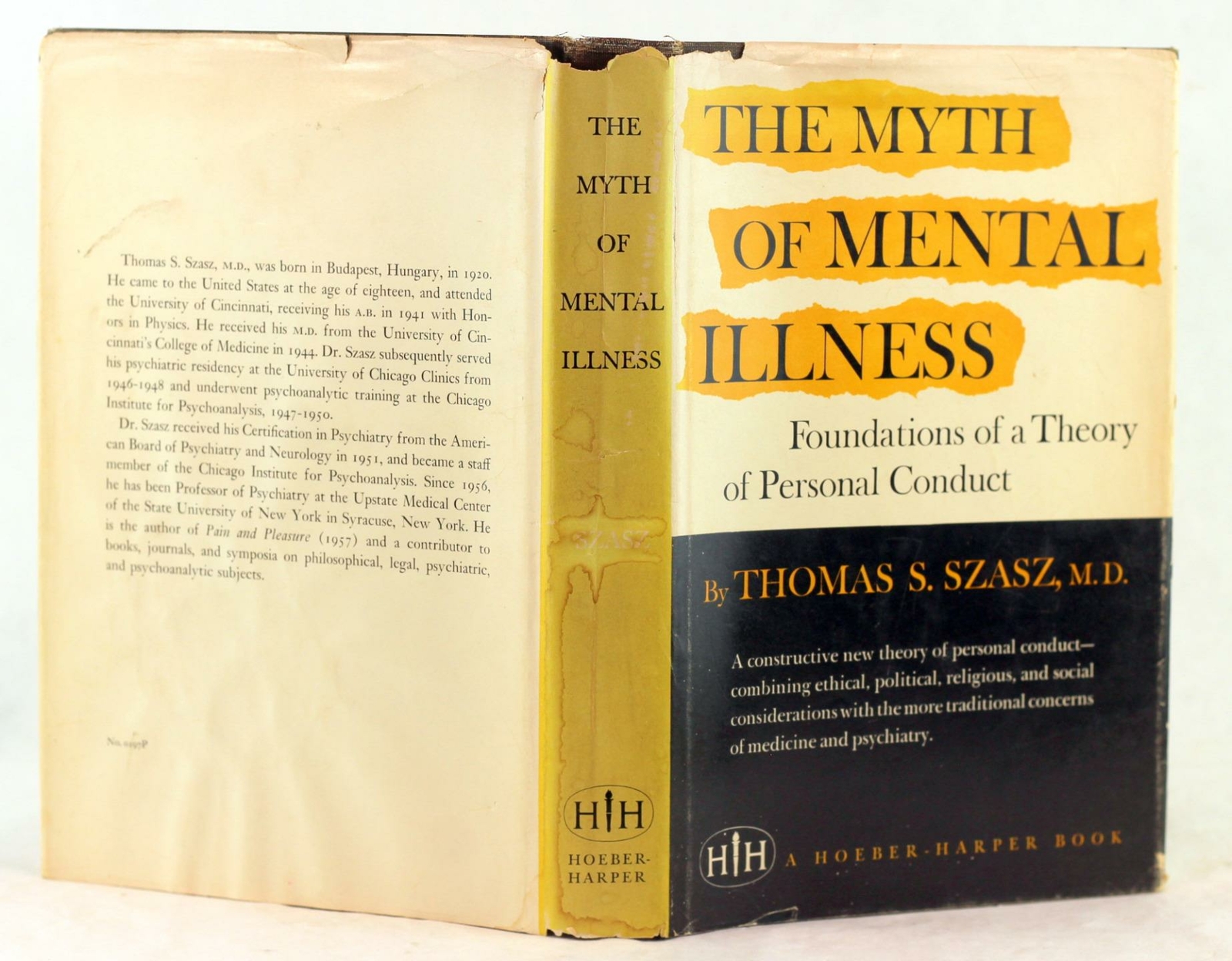 Thomas Szasz 1st Edition 1961 The Myth of Mental Illness Hardcover w/Dustjacket | eBay
