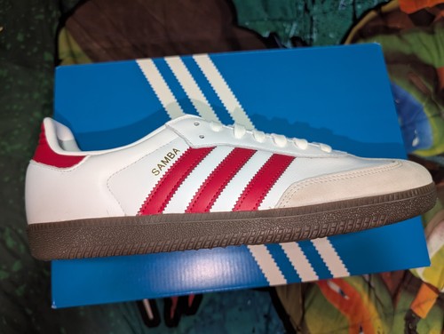 Adidas Samba OG Men's Sneaker White Red Casual Lifestyle Gym Shoes IG1025 Sz 11 - Picture 5 of 10