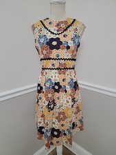 VTG 70s Patchwork Pattern/Prairie Floral Dress/ Cottagecore/Knee Length/Hippie