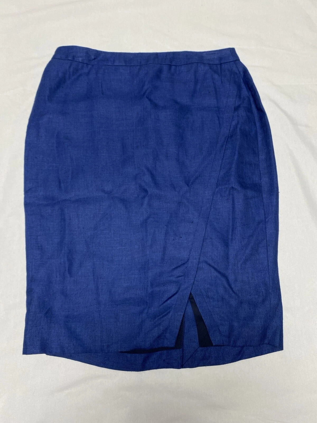 The Limited Blue 100% Linen Skirt Frond And Back Slit Size 12 (j)