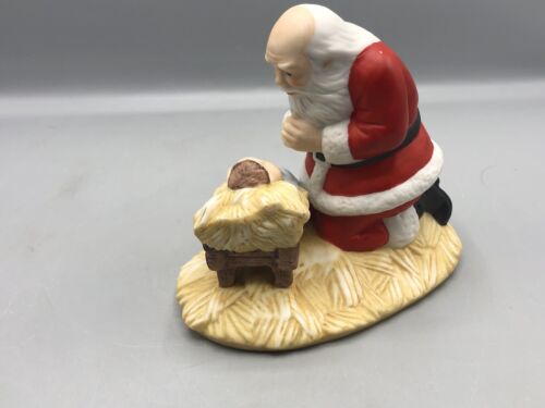 Vintage The Kneeling Santa Figur by Roman Inc. Praying before Baby Jesus Xmas - Bild 4 von 11