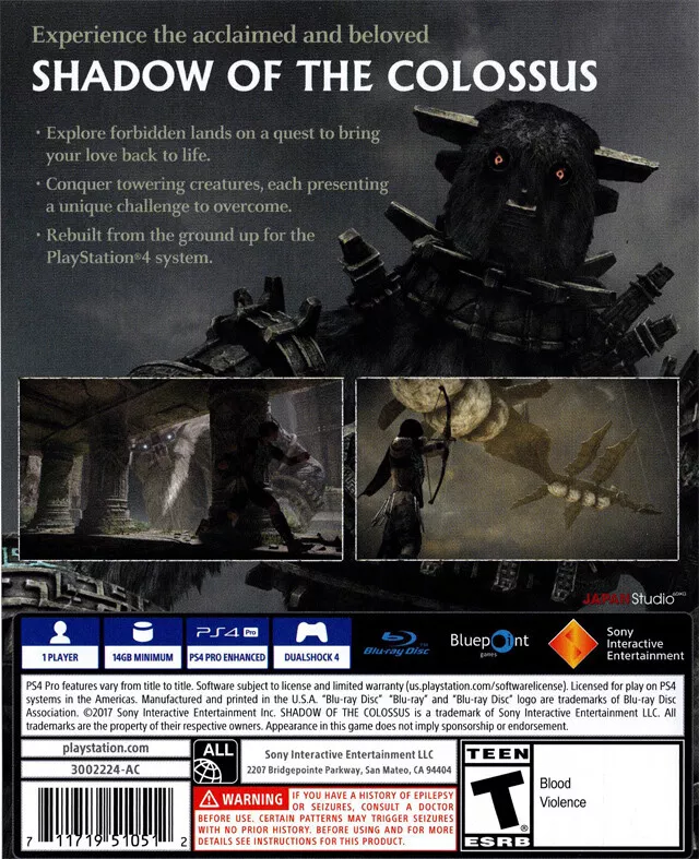 Best Buy: Shadow of The Colossus PlayStation 4 3002224