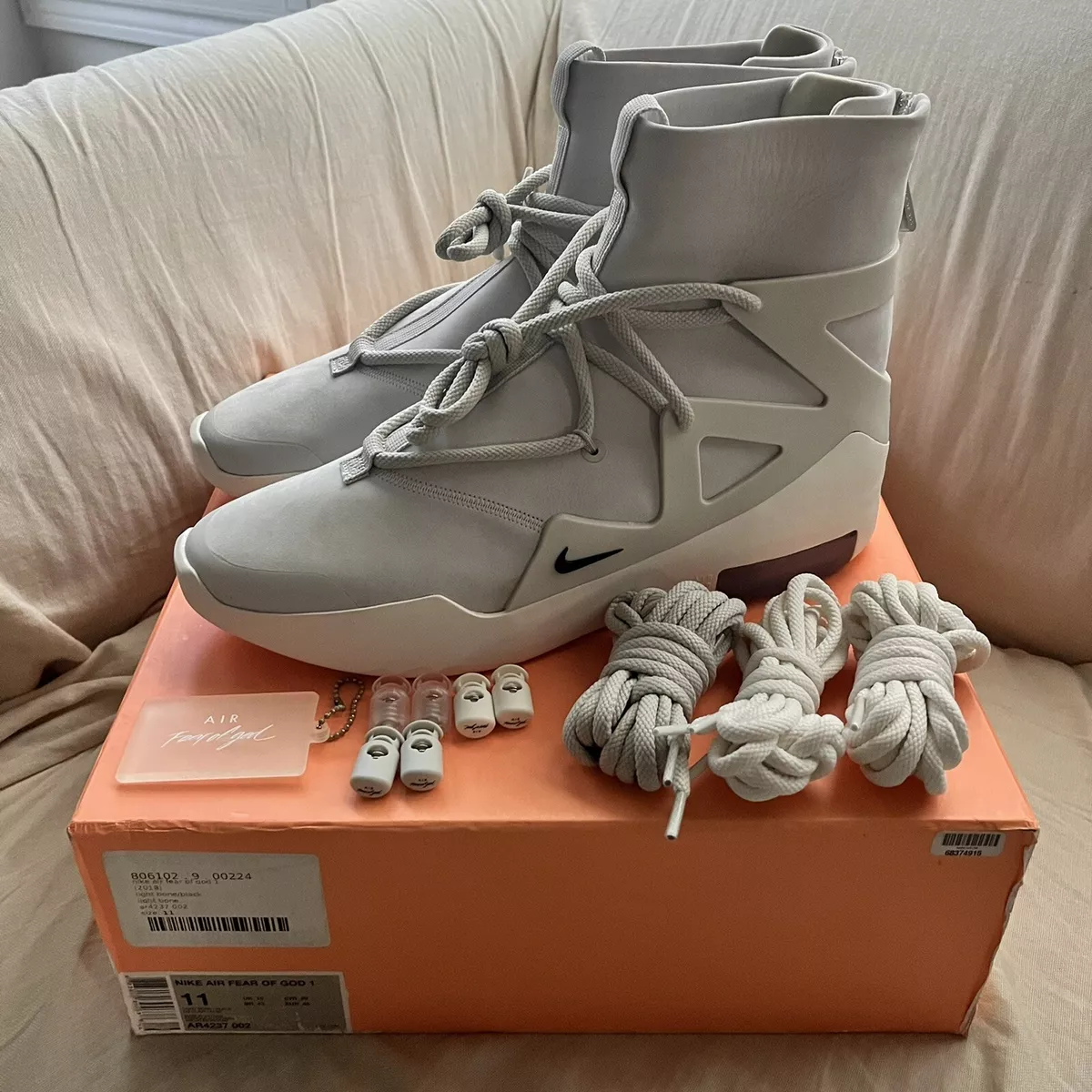 Nike Air Fear of God 1 Light Bone - New Size 11 Ships ASAP