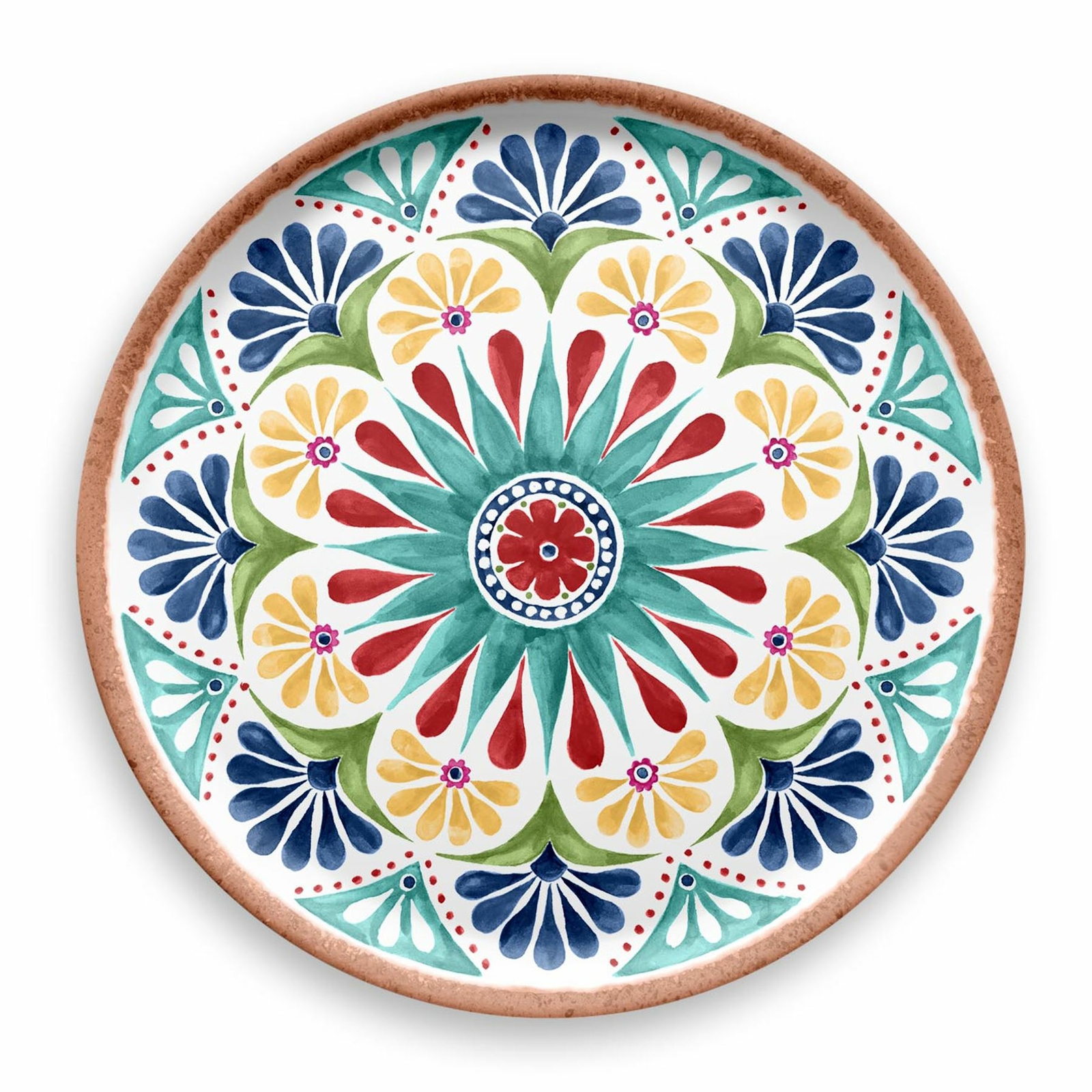 Purely Home Rio Medallion Outdoor/BBQ/Dinner Party–Melamine Round Serving Tray