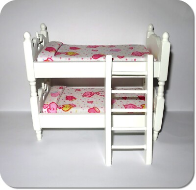 Miniatur, Puppenstube Bett, Doppelstockbett, Etagenbett mit Leiter, NEU