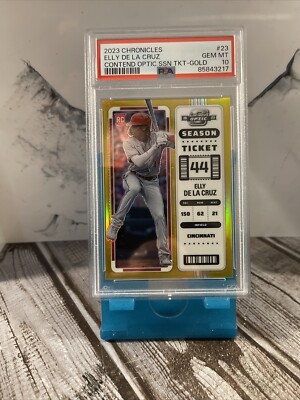 2023 Contenders Optics Elly De La Cruz GOLD SEASON TICKET #10/10 PSA 10!!