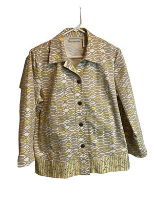 Drapers & Damons button front Jacket Beige Geometric Print Women's Size Medium