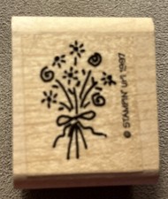 Stampin Up Wood/Rubber Stamp Flower Bouquet 1.5  x 1.25  