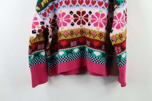 Kate Spade Womens Large Wool Mohair Blend Knit Intarsia Flower Heart Sweater - Picture 12 of 12