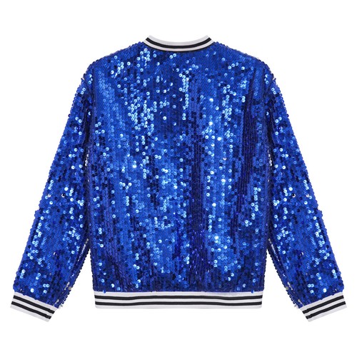 Girls Sequin Jacket Glitter Zipper Bomber Jacket Hip Hop Performance Costume - Picture 13 of 101
