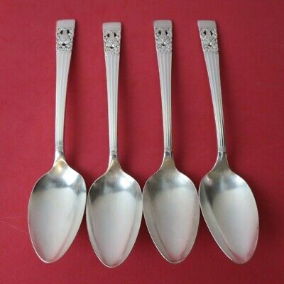 4 DESSERT or PLACE or SOUP SPOONS CORONATION COMMUNITY ONEIDA 7 1//4/" SILVERPLATE