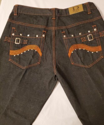 VTG Y2K DMax Premium Jeans Mens Adult Size 40x32 Embroidered Black Baggy Buckle 