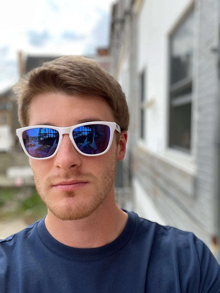 Nectar Polarized Alpine Sunglasses White Frame Sea Blue Lens