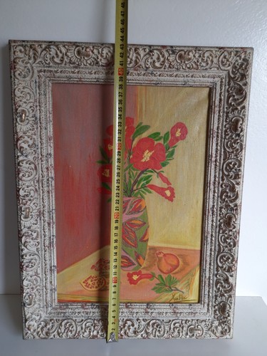 Ein katalanisches Gemälde aus Spanien mit dem Titel Granatapfelblume, Öl auf Leinwand, signiert - Bild 7 von 12