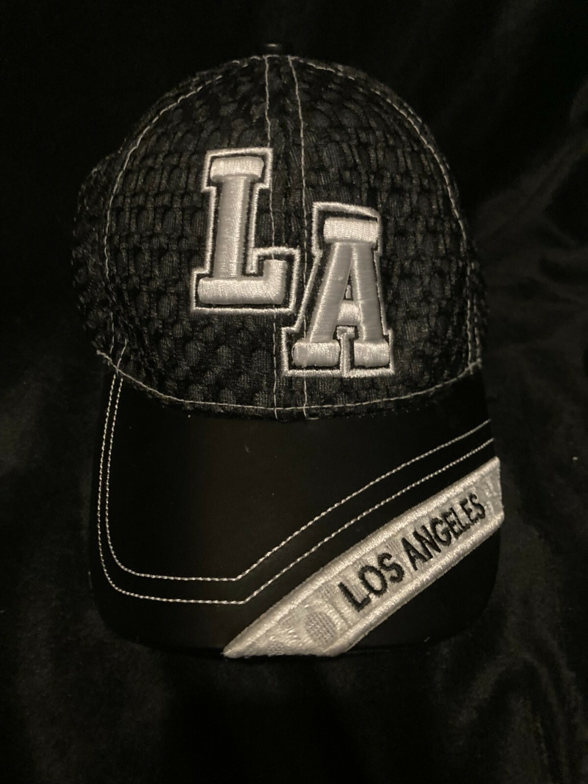 Black Los Angeles Cap Together Hat with Adjustable Ba… Gem