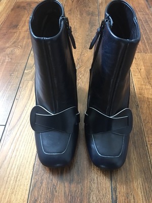 navy blue leather ankle boots