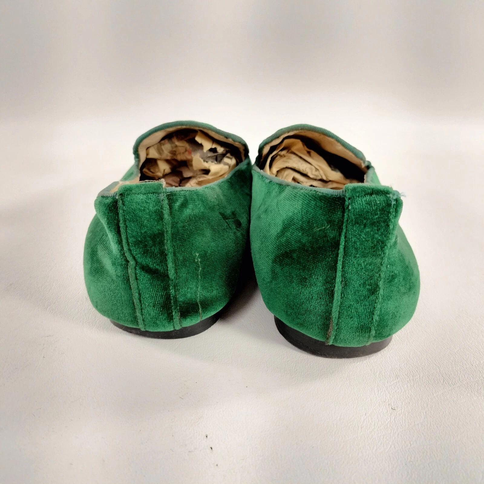 Mocassini slip on Versace in velluto verde da uomo taglia EU 40 US 7 5