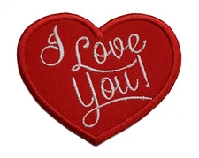 Valentines I Love You Heart Embroidered Iron On Patch 2.9" x 2.4" Wife Husband