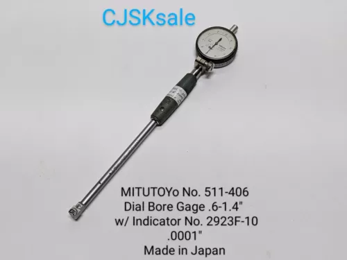 MITUTOYO No. 511-406 Dial Bore Gage .6-1.4” w/  Indicator No.2923F-10 (USED).