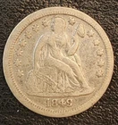 Top 100 Variety RPD f-104 1849 O Seated Liberty Silver Dime small o VF Details