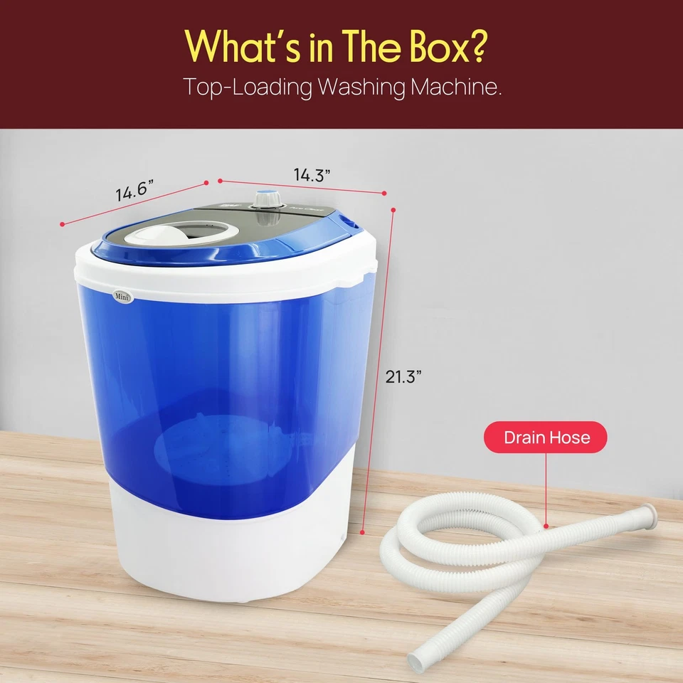 Pyle Upgraded Version Portable Washer - Top Loader Portable Laundry, Mini - Image 2 of 4