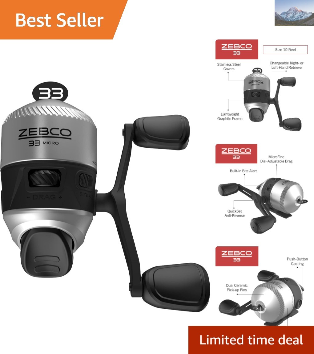 33 Spincast Fishing Reel with Built-In Bite Alert and Cajun 