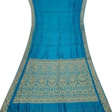 Namaste Vintage Blue Sarees 100 Pure Silk Woven Indian 5YD Decor Craft Fabric
