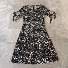 Talbots Petites Swing Dress SP Black Geometric Short Sleeve Midi Stretch