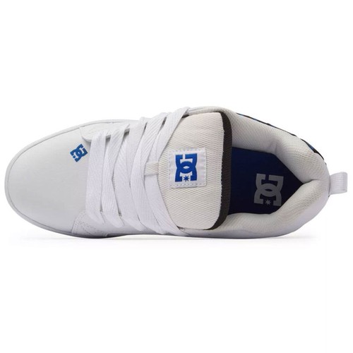 DC Shoes Men's Court Graffik White/Grey/Blue Low Top Sneaker Shoes (XWSB) - Picture 4 of 7