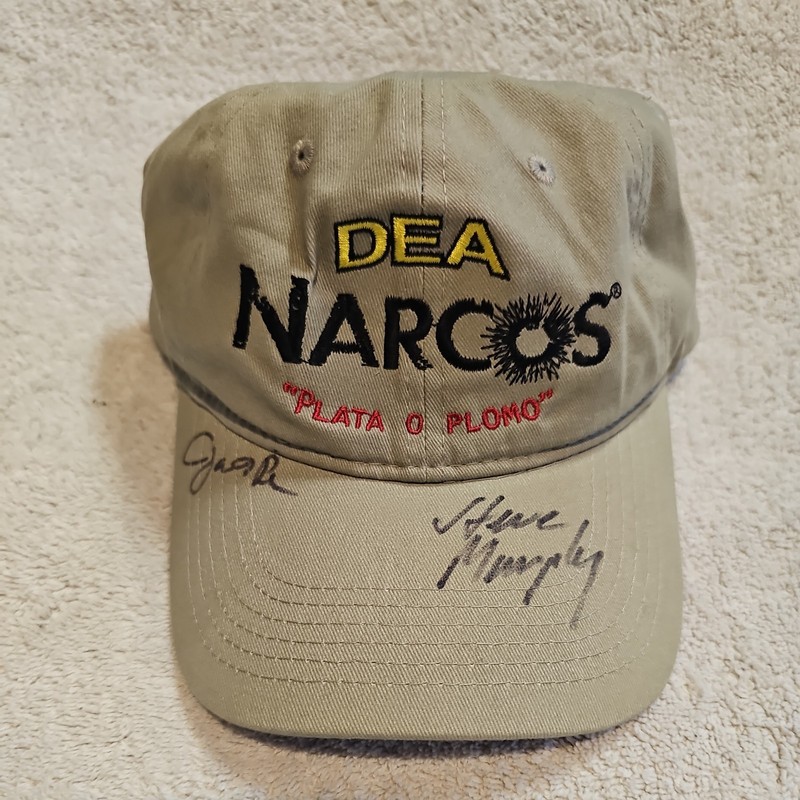 DEA NARCOS STAR JAVIER PENA SIGNED & STEVE MURPHY DEA NARCOS HAT